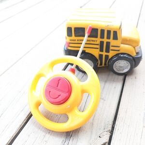 GOGO School District Yellow Bus Toy with Steering Wheel